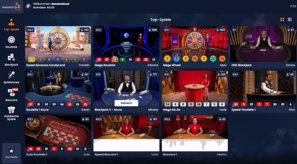 Pragmatic Play Live Casino Lobby